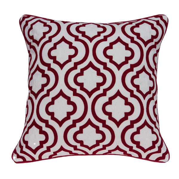 20" x 7" x 20" Transitional Red and White Accent Pillow Cover With Down Insert