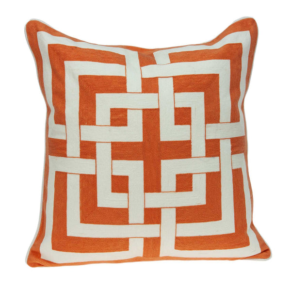 20" x 7" x 20" Unique Transitional Orange Pillow Cover With Down Insert