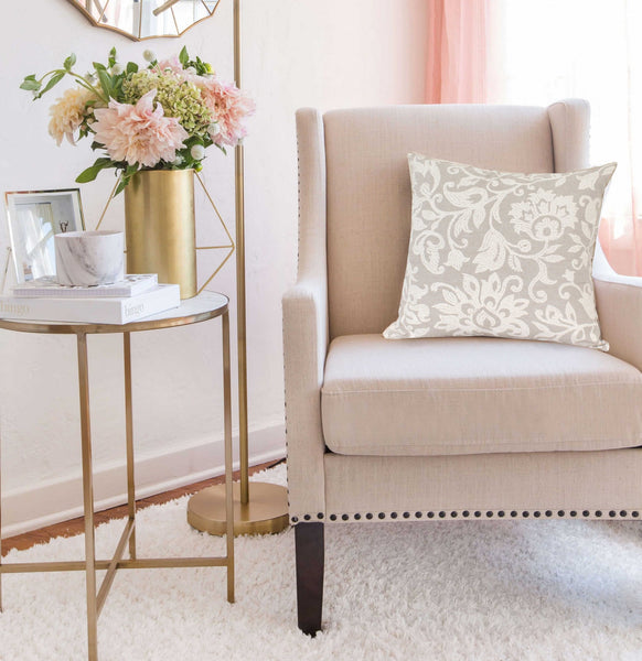 20" x 7" x 20" Beautiful Transitional Tan Pillow Cover With Down Insert