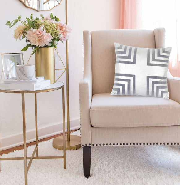 20" x 7" x 20"  Cool Gray Pillow Cover With Down Insert