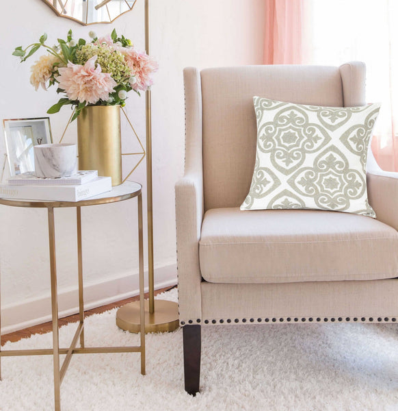 20" x 7" x 20" Bling Ivory Pillow Cover With Down Insert