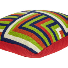 20" x 7" x 20" Handmade Multicolored Cotton Pillow Cover With Down Insert