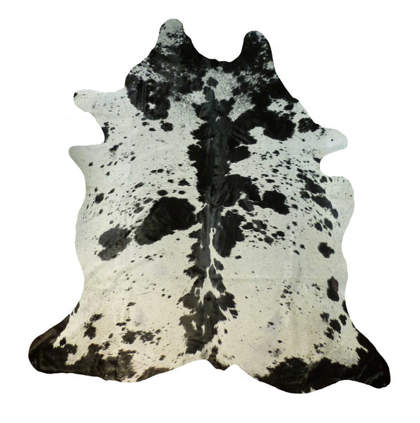 6 Ft Black and White Brindled Cowhide Rug