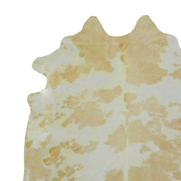 6.5' White and Tan Brazilian Natural Cowhide Area Rug