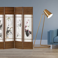 68" x 1" x 70" Tradtional Brown Shoji And Wood  Screen