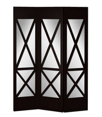 63 x 2 x 84 Black Wood Transverse 3 Panel - Screen