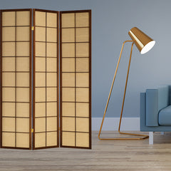 51 x 1 x 70 Brown Shoji And Wood Calabasas - 3 Panel Screen