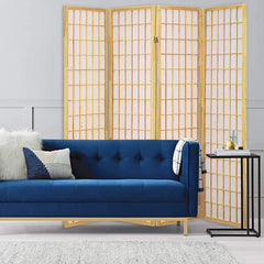 51 x 1 x 70 Natural Brown Shoji And Wood  3 Panel Screen