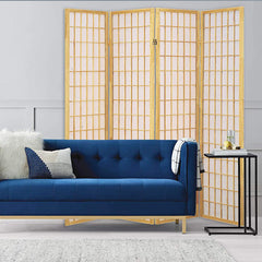 68 x 1 x 70 Natural And Brown Shoji And Wood  4 Panel Screen