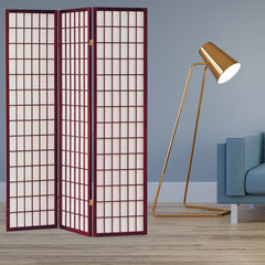 68 x 1 x 70 Cherry Brown Shoji And Wood  4 Panel Screen