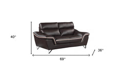 69'' X 36"  X 40'' Modern Brown Leather Sofa And Loveseat