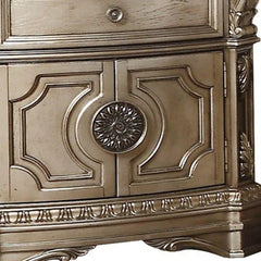 18' X 30' X 29' Antique Champagne Wood Poly Resin Nightstand wMarble Top