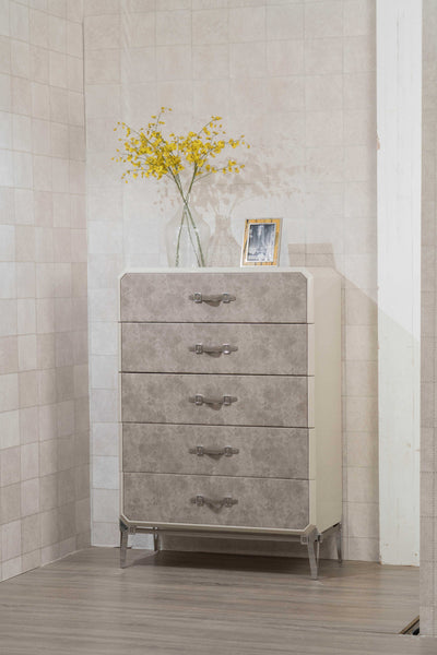 18' X 35' X 52' Vintage Beige PU Wood Upholstered (Front) Metal Leg Veneer (Melamine) Chest