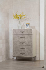 18' X 35' X 52' Vintage Beige PU Wood Upholstered (Front) Metal Leg Veneer (Melamine) Chest