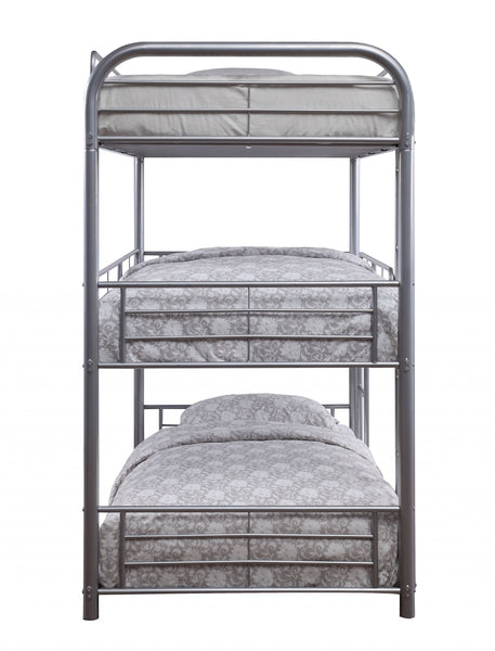 42' X 79' X 74' Silver Metal Triple Bunk Bed - Twin