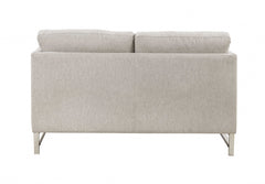 35' X 62' X 36' Beige Linen Upholstery Metal Leg Loveseat w2 Pillows