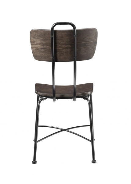 21' X 18' X 37' Walnut Wood and Black Metal Base Side Chair Set of 2