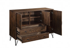 18' X 48' X 36' Walnut Black Metal Wood Server