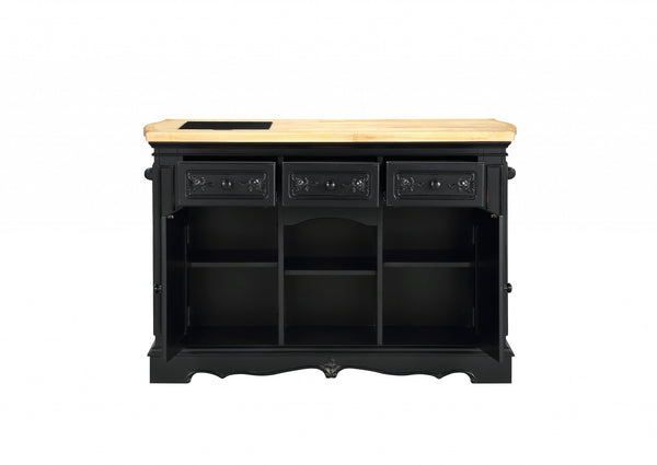 36' X 29' X 56' Wood Granite Veneer (Wood) and Engineered Wood Kitchen Cabinet Antique Black (Granite Cutting Board)