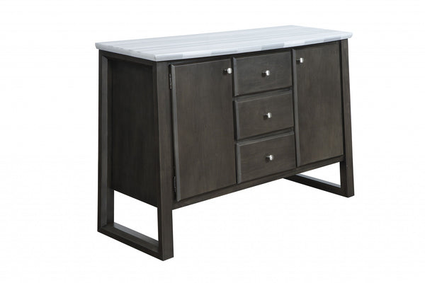 18' X 54' X 36' Marble Gray Oak Wood Marble Server
