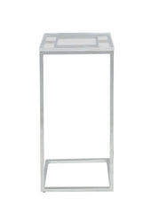 13' X 13' X 26' Clear Acrylic Chrome Metal Side Table