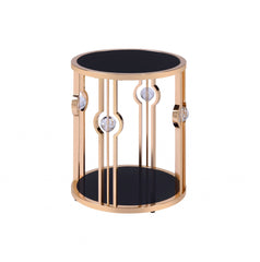 20' X 20' X 24' Metal Glass End Table and Gold  Black Glass