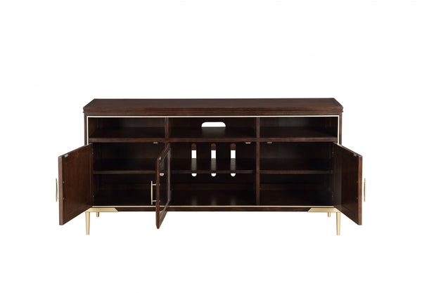 19' X 64' X 32' Cherry Metal Wood TV Stand