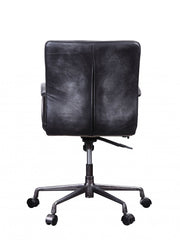24' X 25' X 36' Vintage Black Top Grain Leather Aluminum Metal Upholstered (Seat) Casters Engineered Wood Executive Office Chair