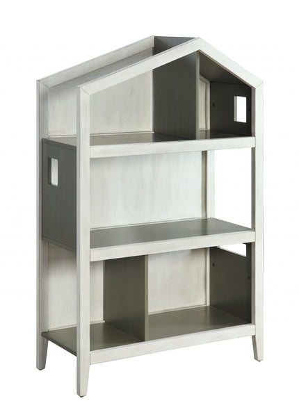 14' X 33' X 50' Weathered White Washed Gray Wood Bookcase