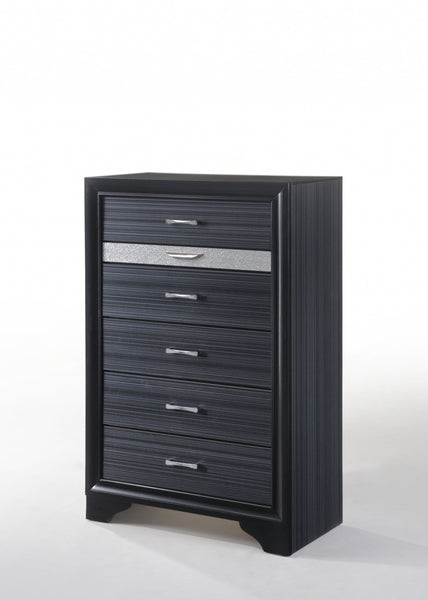 Sleek 51' Black 6 Drawer Chest Dresser