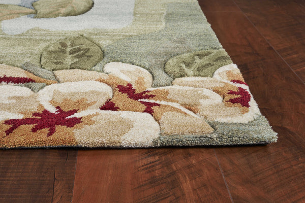 5'x8' Blue Sage Hand Tufted Tropical Plants Indoor Area Rug