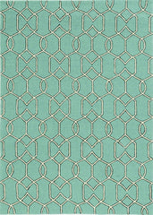 7'x10' Spa Green Hand Hooked UV Treated Trellis Indoor Outdoor Area Rug