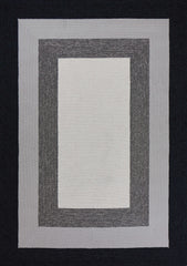 7'x10' Charcoal Grey Hand Hooked UV Treated Bordered Indoor Outdoor Area Rug