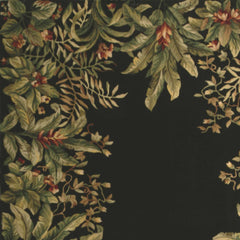 5'x8' Black Hand Tufted Bordered Tropical Plants Indoor Area Rug