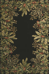 5'x8' Black Hand Tufted Bordered Tropical Plants Indoor Area Rug