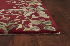 5'x8' Ruby Red Hand Tufted Bordered Tropical Plants Indoor Area Rug