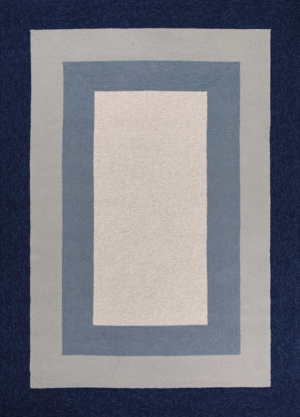8'x11' Slate Navy Blue Hand Hooked UV Treated Bordered Indoor Outdoor Area Rug