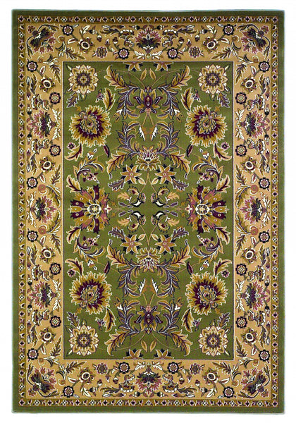 10'x13' Green Taupe Machine Woven Floral Traditional Indoor Area Rug