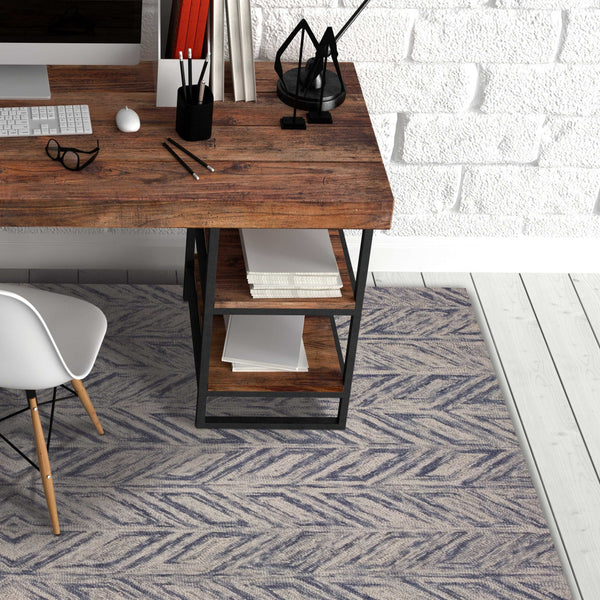 9' x 12'  Wool Blue Area Rug