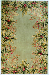 9'x13' Sage Green Hand Tufted Bordered Floral Indoor Area Rug