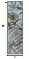 2' x 7' Ivory Tropical Leaves Runner Rug