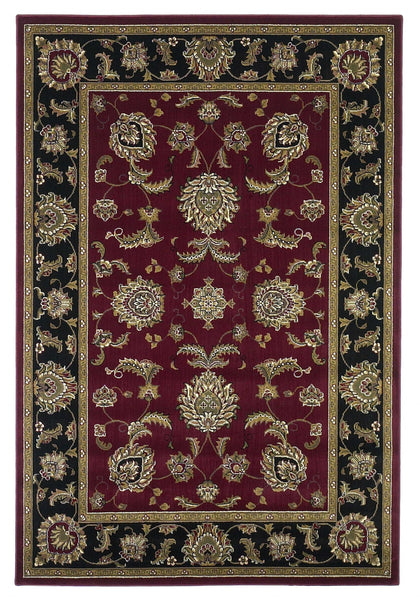 5'x8' Red Black Machine Woven Floral Traditional Indoor Area Rug