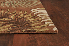 3' x 5' Rust Fern Leaves Wool Area Rug