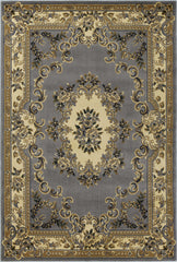 5' x 8' Slate Blue Floral Bordered Indoor Area Rug