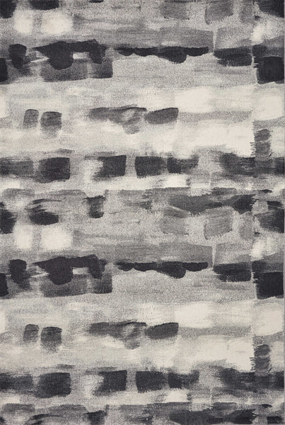 5'x8' Shades of Grey Machine Woven Abstract Brushstroke Indoor Area Rug