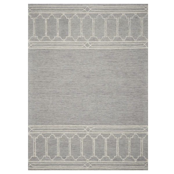5' x 7' Grey Geometric Pattern Wool Indoor Area Rug