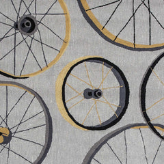 5'x8' Grey Hand Hooked Wheels Indoor Area Rug