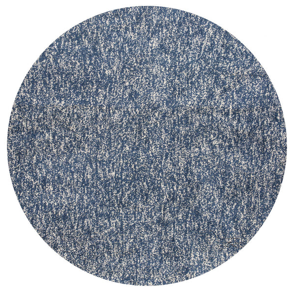 6' Round Indigo or Ivory Heather Plain Indoor Area Rug
