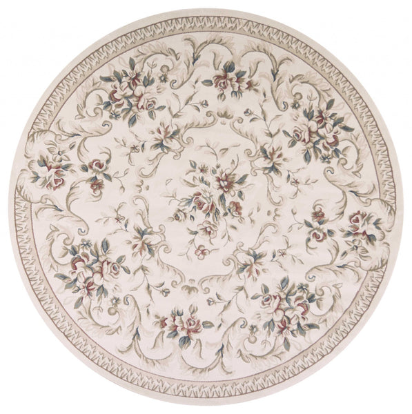8' Round  Polypropylene Ivory  Area Rug