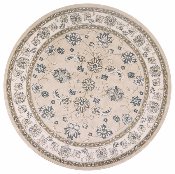8' Round  Polypropylene Beige or  Ivory  Area Rug